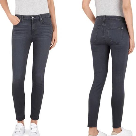 7 For All Mankind B(Air) The High Waist Ankle Skinny Jeans Gray Women's Size 29 - Picture 1 of 11
